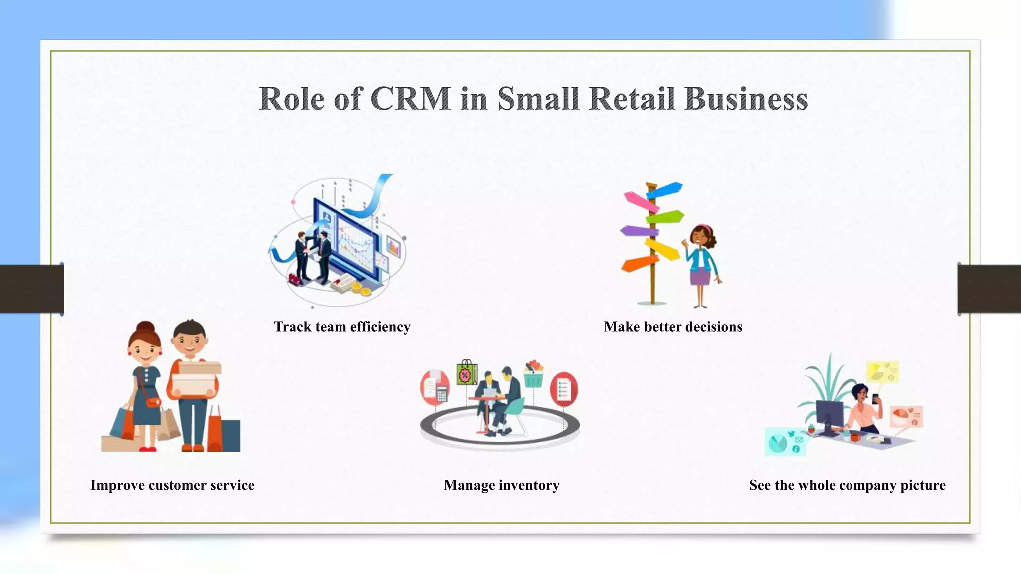 Improve customer service
Track team efficiency
Manage inventory
Make better decisions
See the whole company picture
 