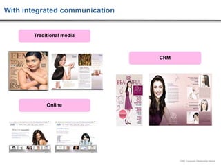 With integrated communication

Traditional media

CRM

Online

CRM: Consumer Relationship Module

 