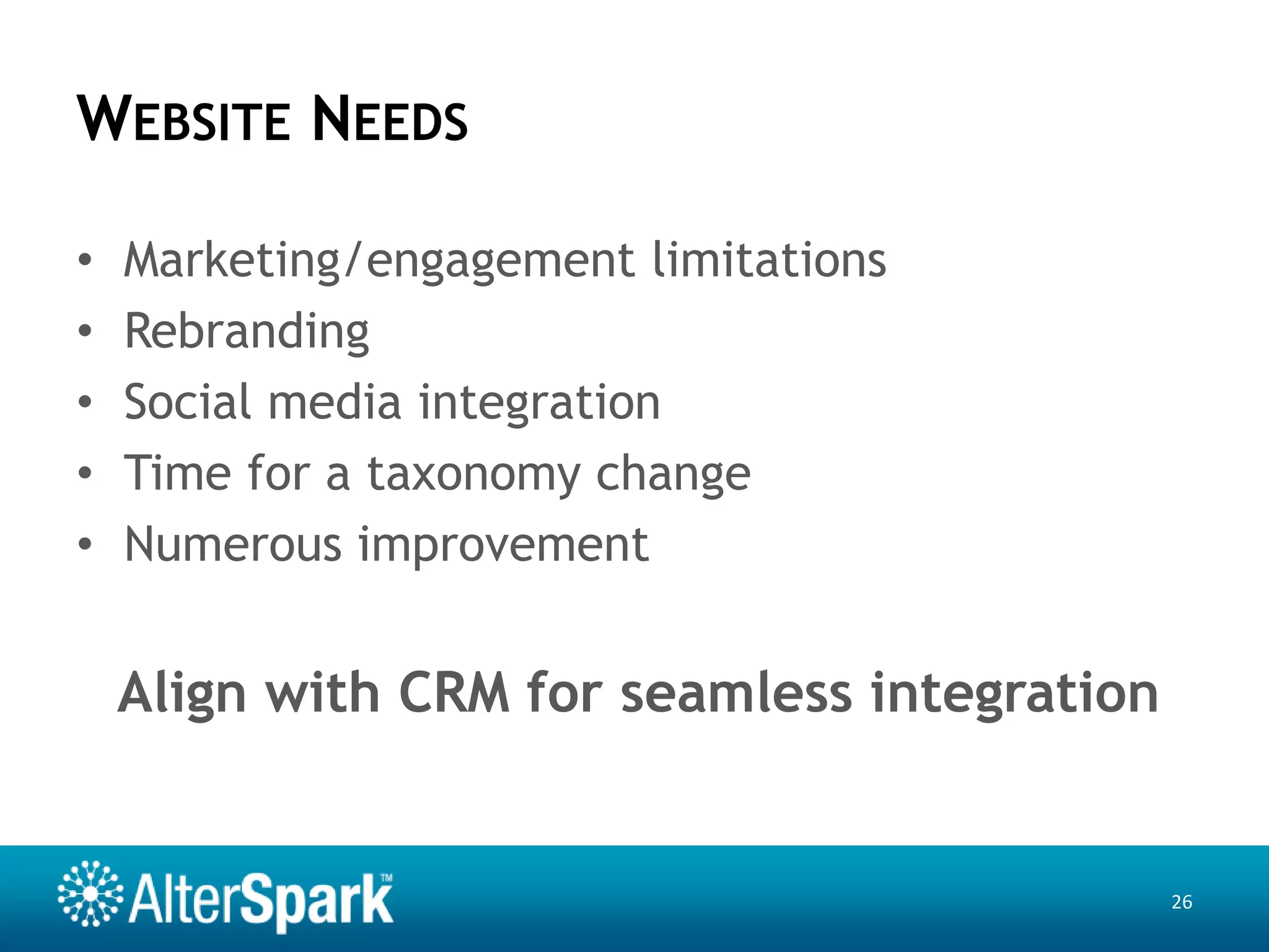Key TasksCRM criteria checklist