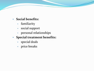 Benefits of Relationship
Marketing Contd.
• Benefits for Firms:
• Economic benefits:
• increased revenues
• reduced market...
