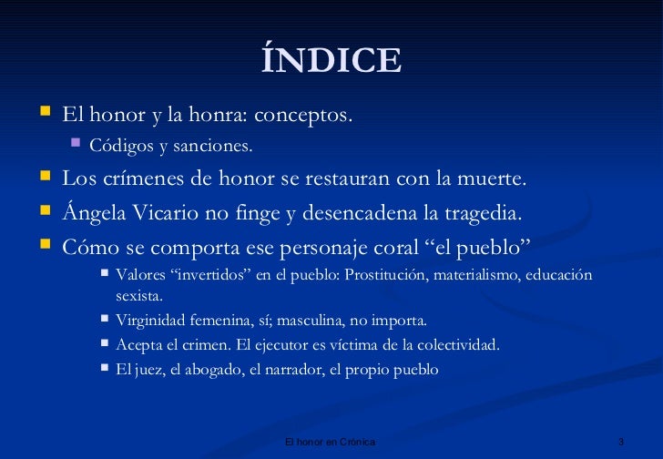 La honra en Crónica de una muerte anunciada