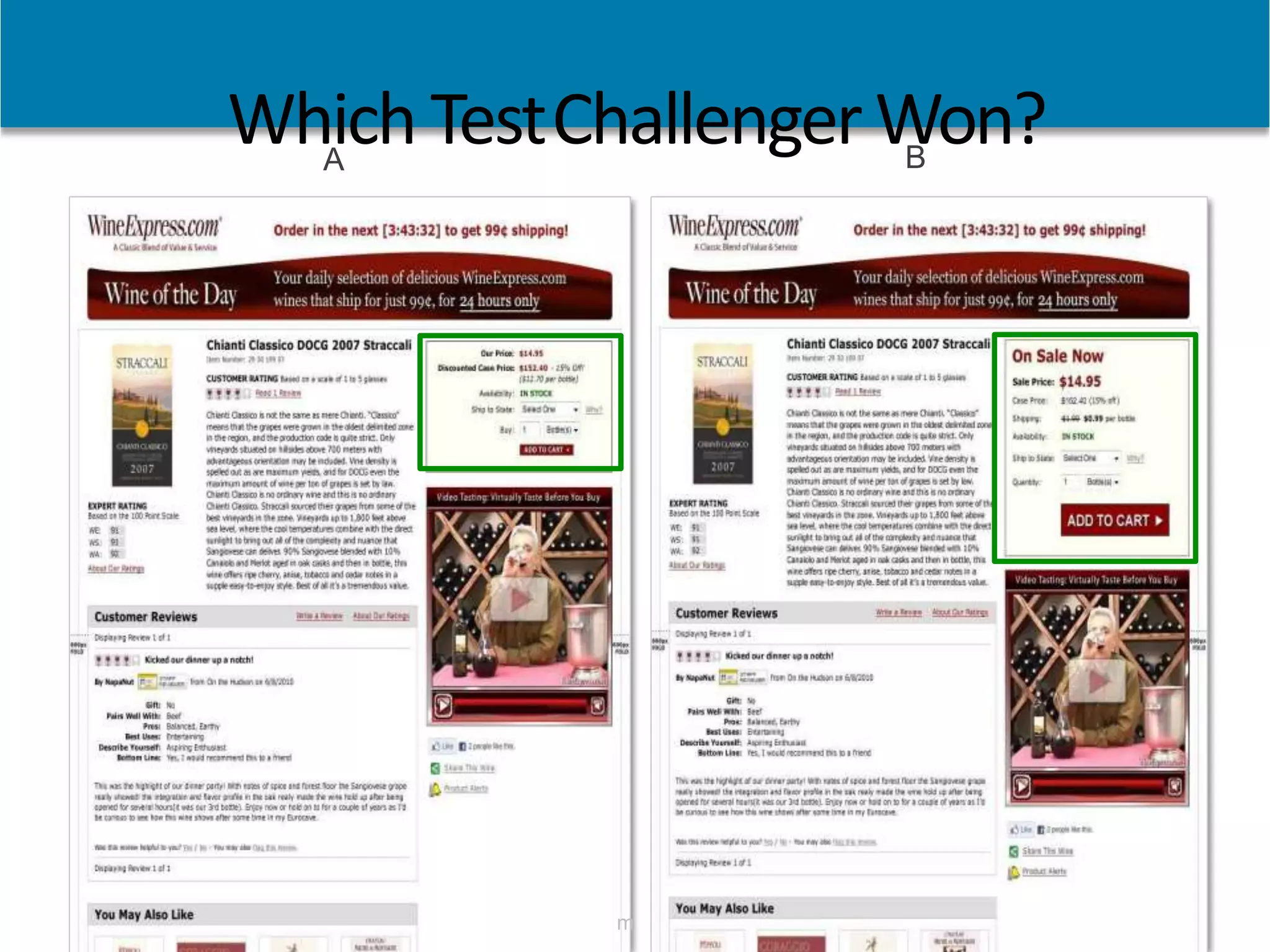 Tweet this: @chrisgoward#cro
© 2007-2013 WiderFunnel Marketing Inc. | widerfunnel.co
A B
Which TestChallengerWon?
m
 