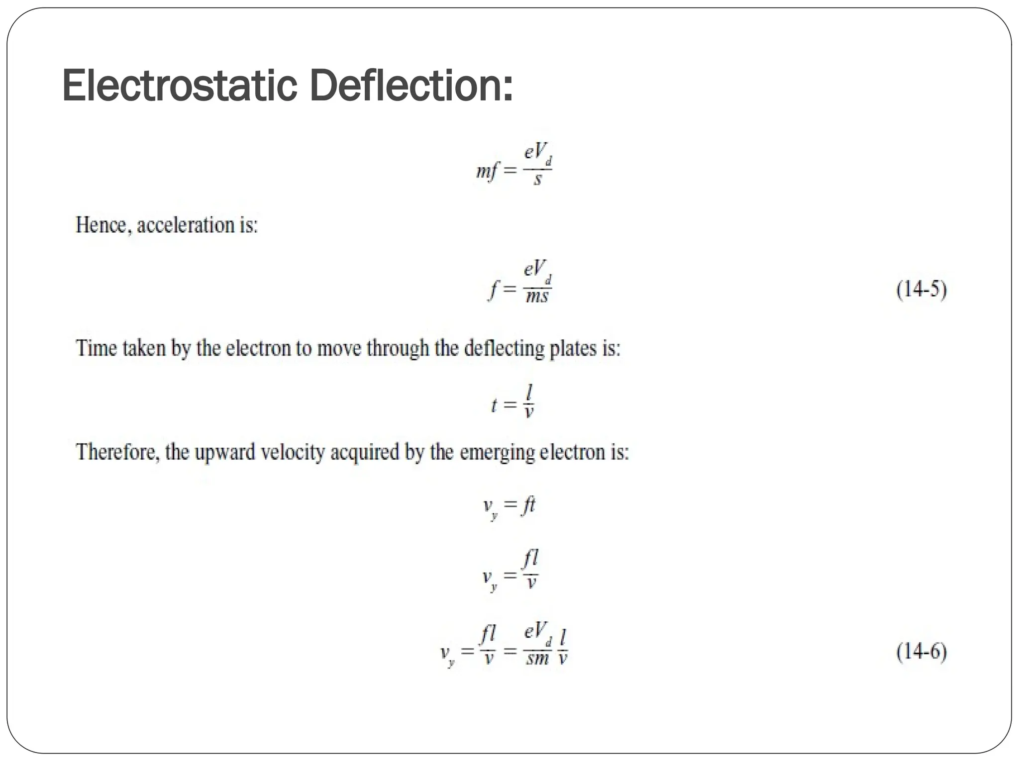 Electrostatic Deflection:
 