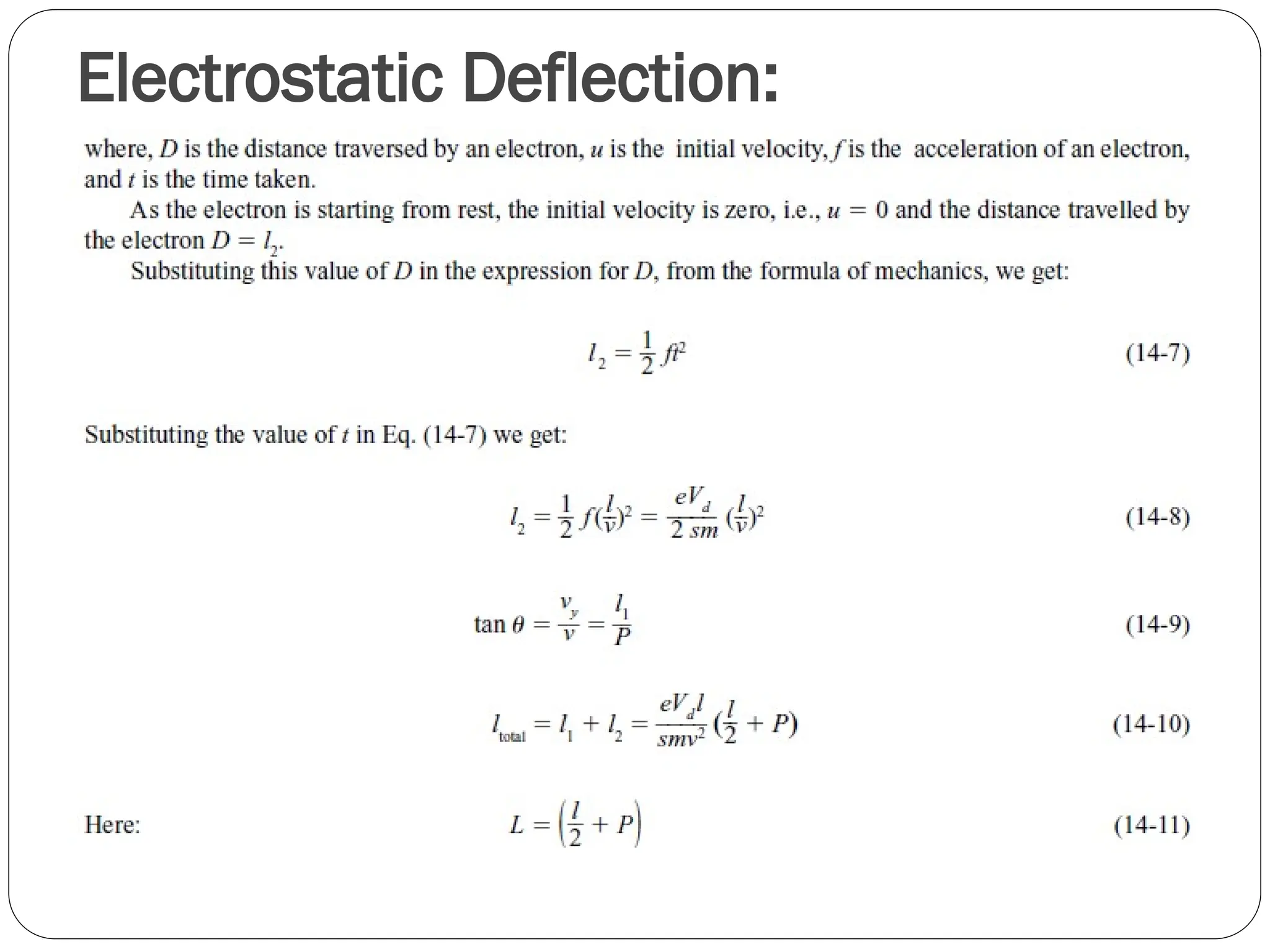 Electrostatic Deflection:
 