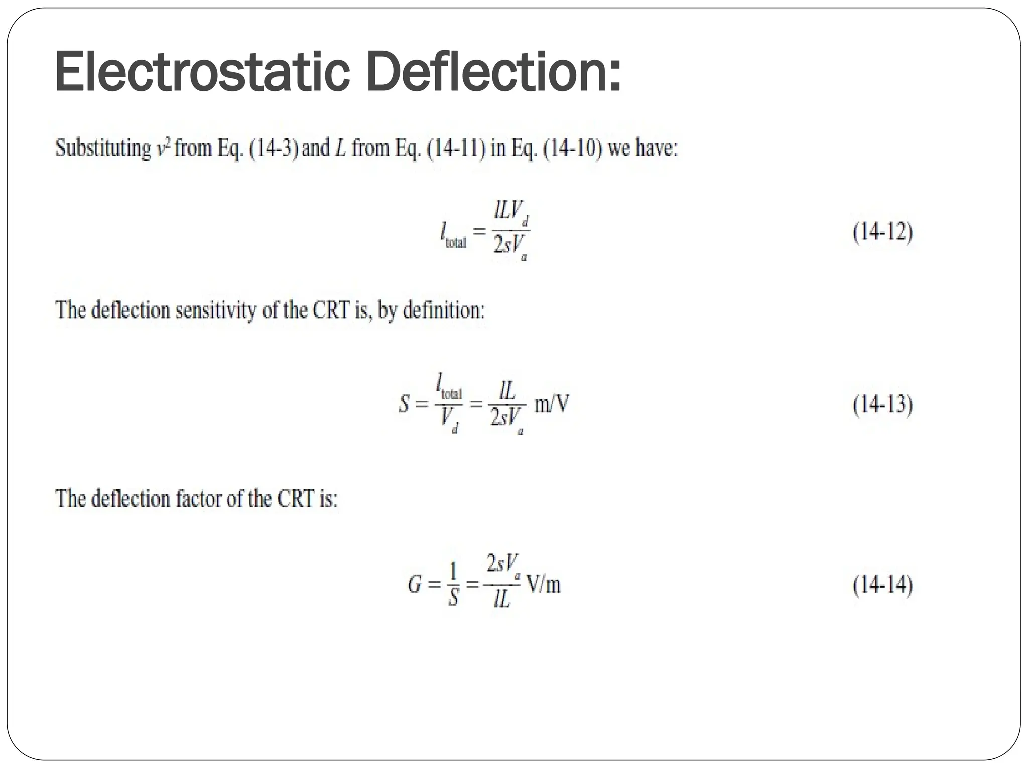 Electrostatic Deflection:
 