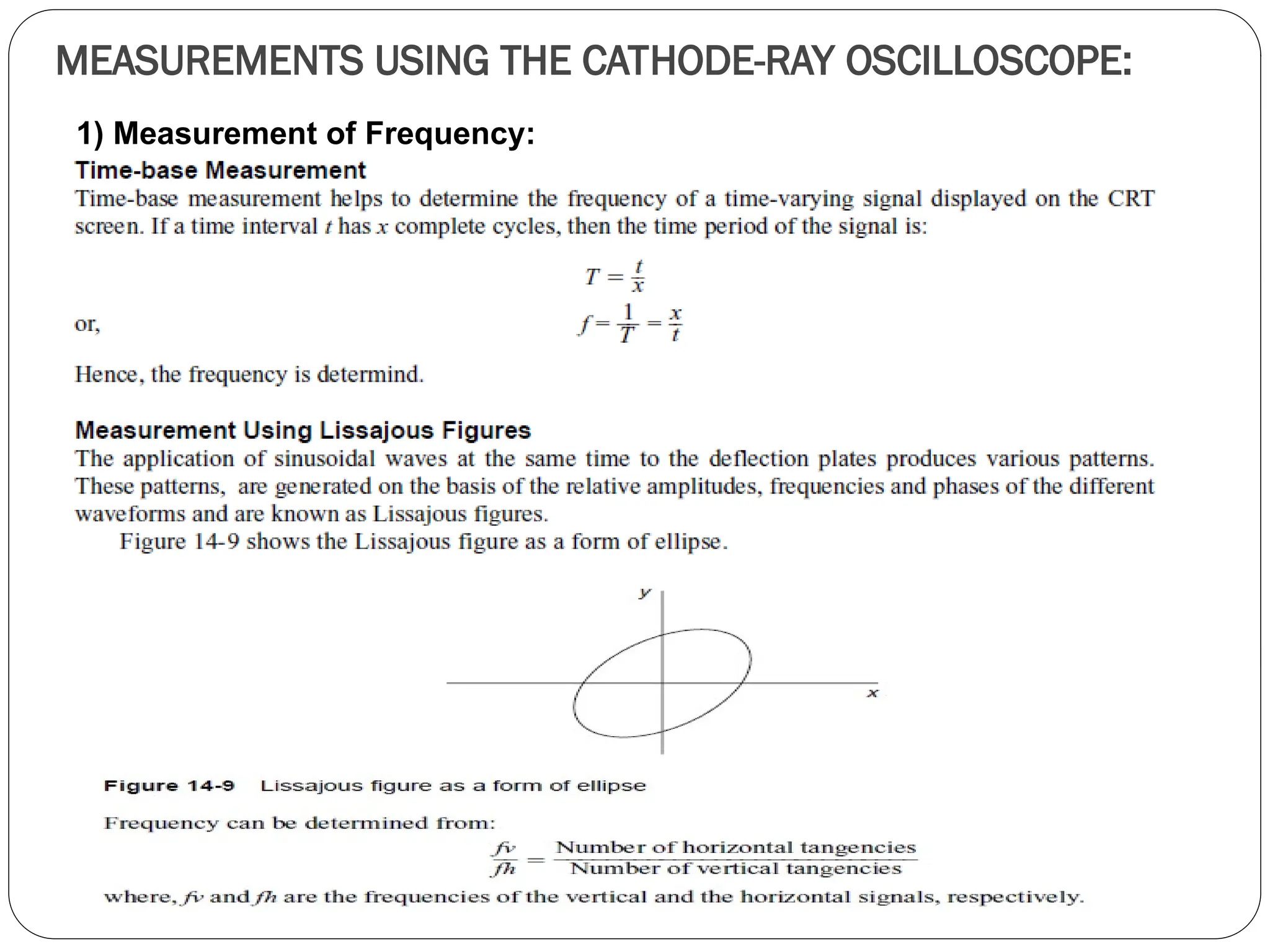 MEASUREMENTS USING THE CATHODE-RAY OSCILLOSCOPE:
1) Measurement of Frequency:
 