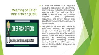CRO (Chief Risk Office and its responsibility) | PPTX