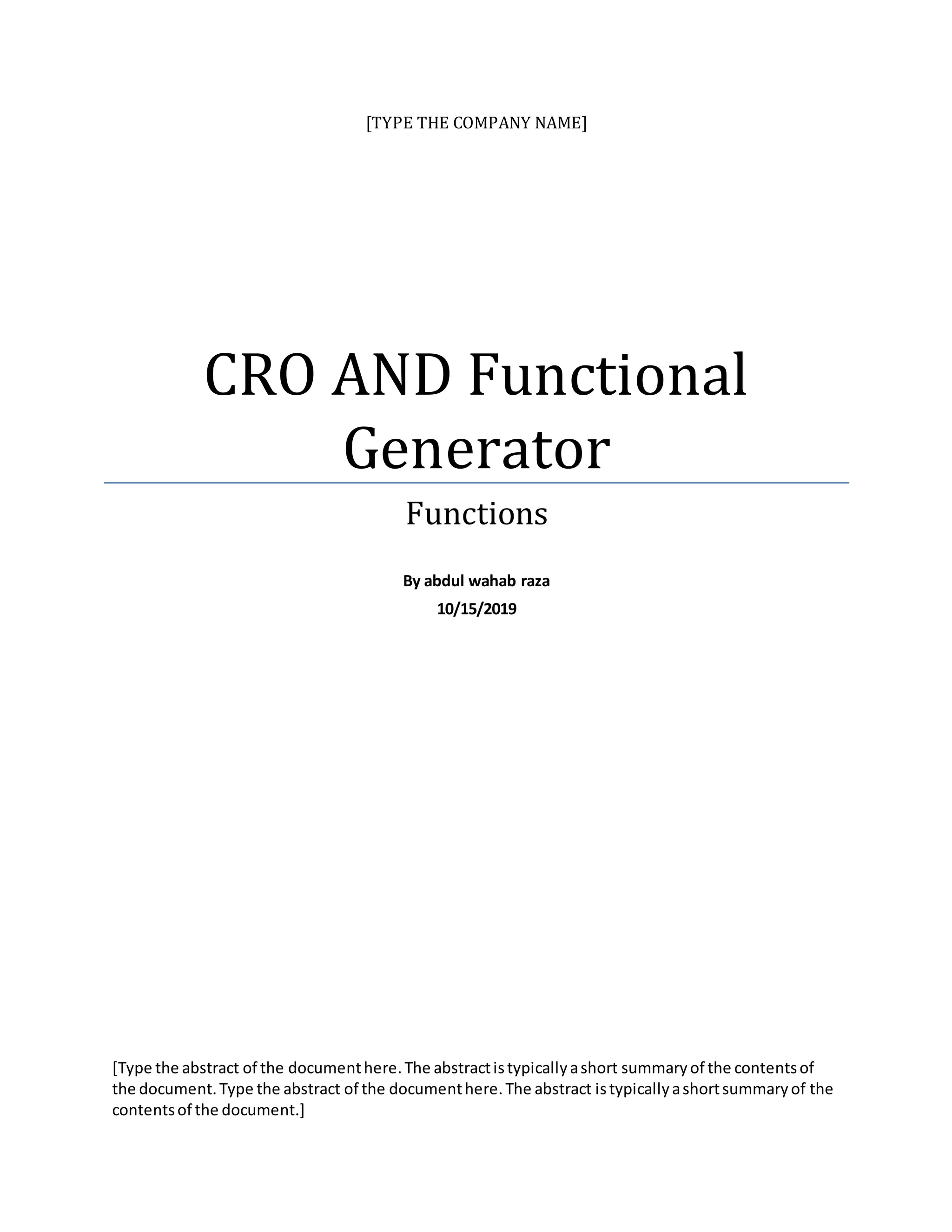 CRO and functional generator physics PDF