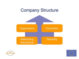 Company Structure Page  CU-FACTOR presentation v1.0  © 2008 Johan van Hamme Organization Orientation Flexibility Networking Importance 