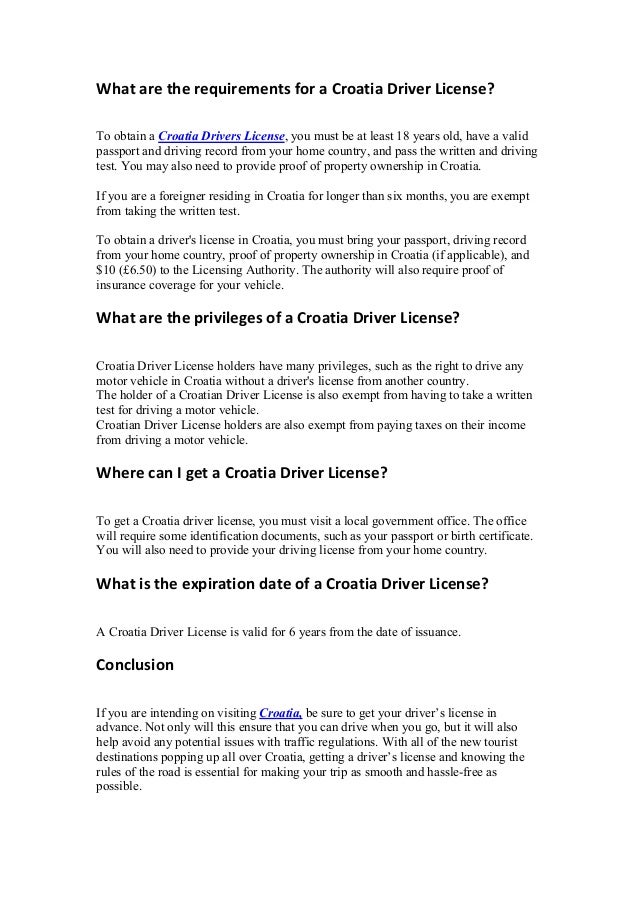 Croatia Drivers License Information Driving License INC