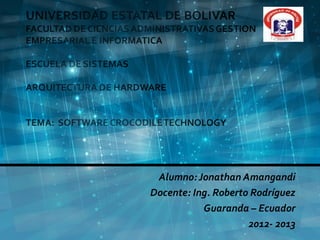 Alumno: Jonathan Amangandi
Docente: Ing. Roberto Rodríguez
           Guaranda – Ecuador
                     2012- 2013
 