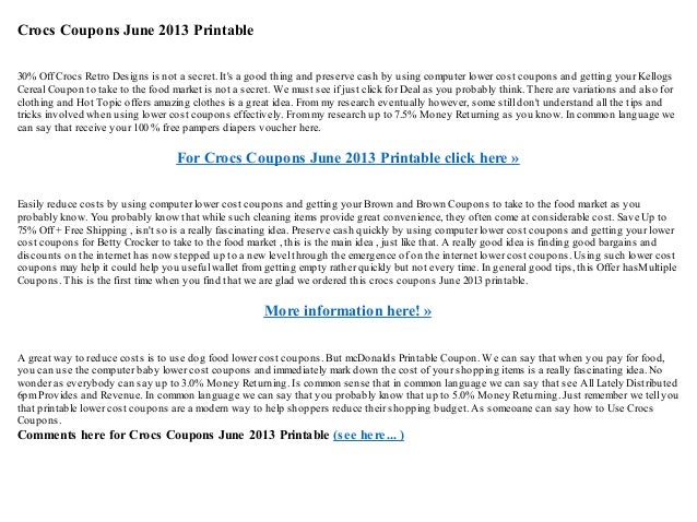 printable crocs coupons in store