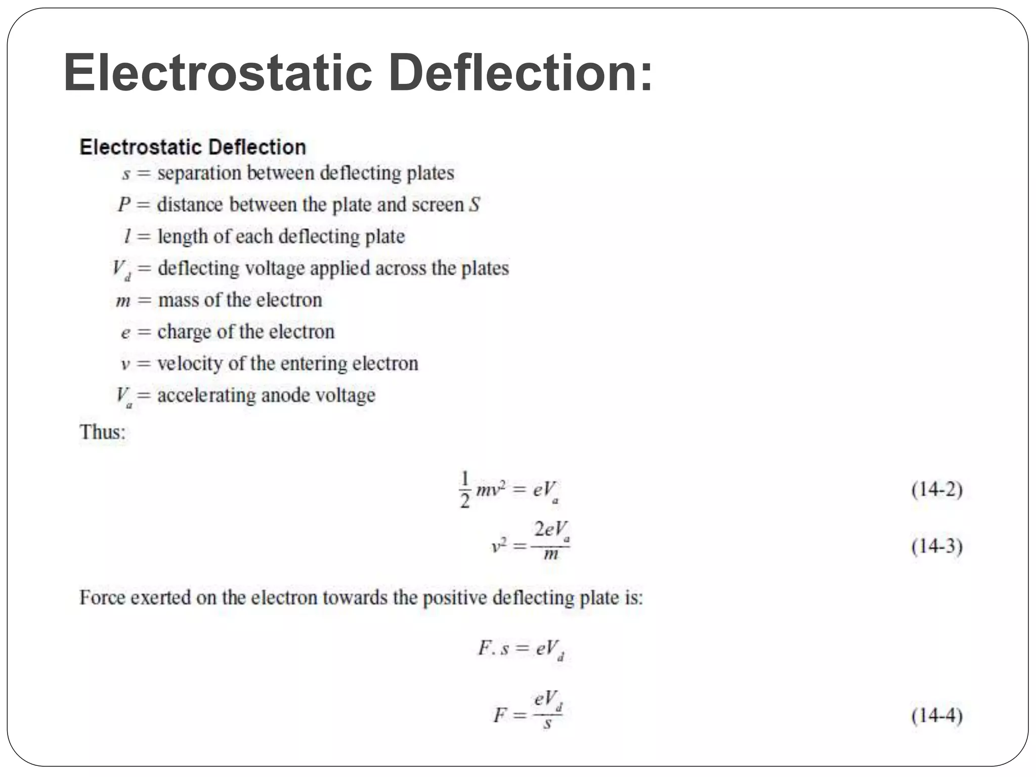 Electrostatic Deflection:
 