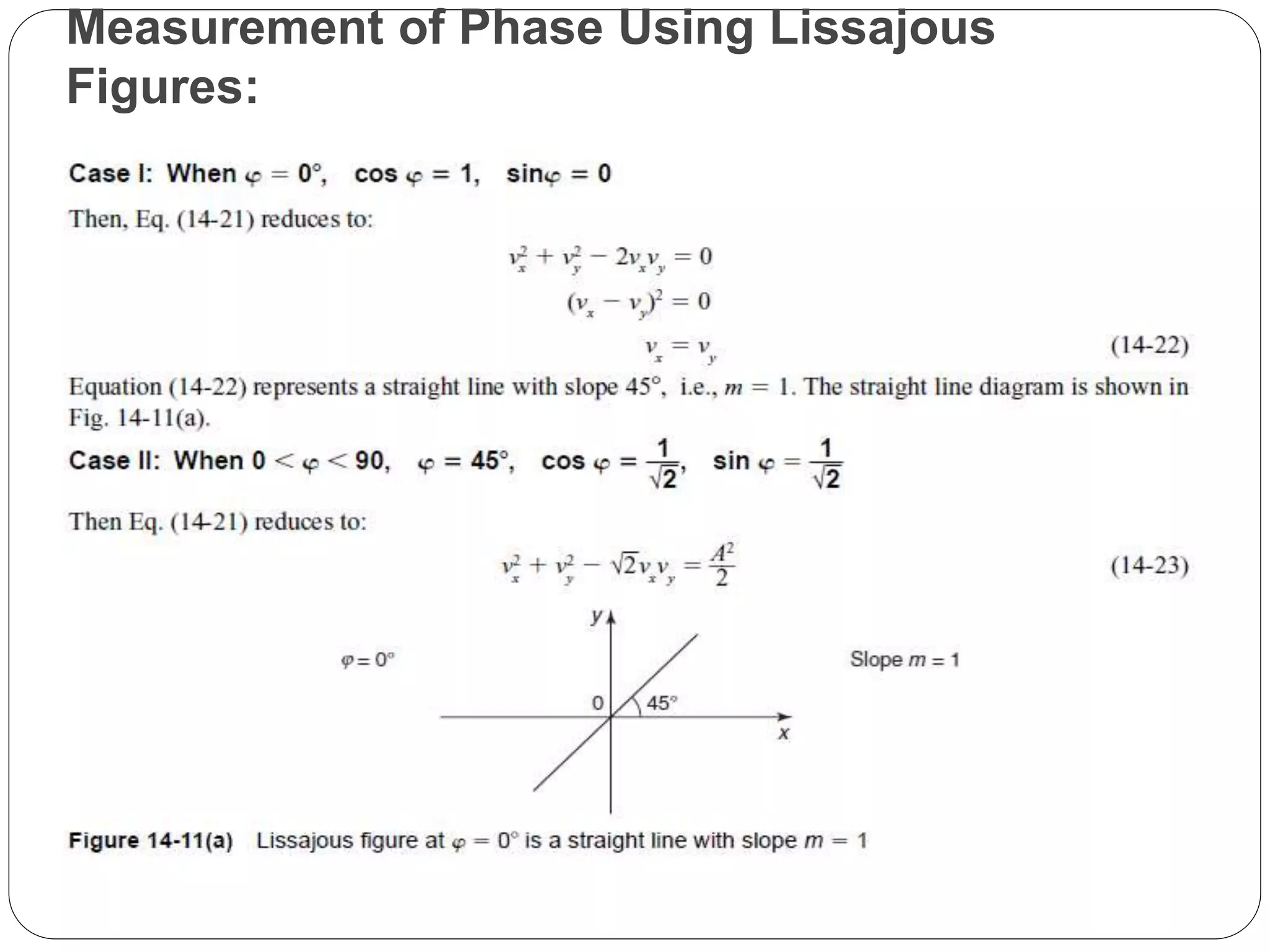 Measurement of Phase Using Lissajous
Figures:
 