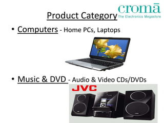 Product Category
• Computers - Home PCs, Laptops




• Music & DVD - Audio & Video CDs/DVDs
 