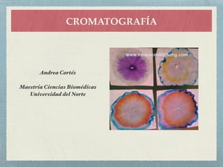 CROMATOGRAFÍA
Andrea Cortés
Maestría Ciencias Biomédicas
Universidad del Norte
 