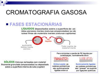 CROMATOGRAFIA GASOSA FASES ESTACIONÁRIAS 