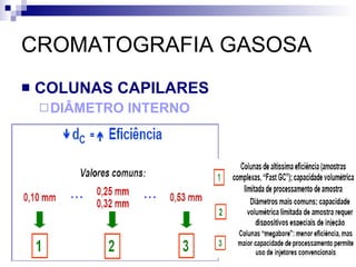 CROMATOGRAFIA GASOSA COLUNAS CAPILARES DIÂMETRO INTERNO 