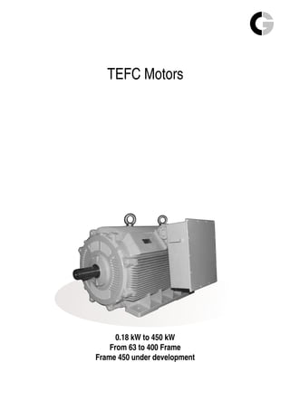 TEFC Motors
0.18 kW to 450 kW
Frame
Frame 450 under development
From 63 to 400
 