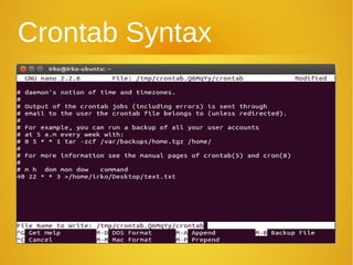 Crontab Syntax
 
