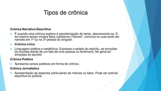 Entendendo a Crônica: Definição, Características e Tipos | PDF