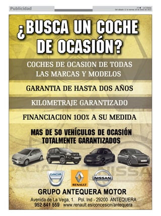 Publicidad                              39      La Crónica
             Del sábado 12 al viernes 18 de enero de 2013
 