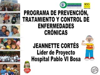 PROGRAMA DE PREVENCIÓN, TRATAMIENTO Y CONTROL DE ENFERMEDADES CRÓNICAS JEANNETTE CORTÉS Líder de Proyecto Hospital Pablo VI Bosa 