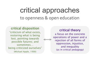Critical digital literacies, data literacies and open practices