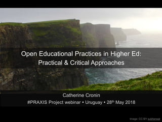 Catherine Cronin
#PRAXIS Project webinar  Uruguay  28th May 2018
Image: CC BY subherwal
Open Educational Practices in Higher Ed:
Practical & Critical Approaches
 