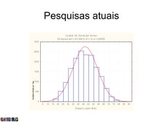 Pesquisas atuais
                                                       V a r ia b le : H O , D is t r ib u t io n : N o r m a l
                                          C h i- S q u a r e t e s t = 3 2 7 , 3 8 6 1 5 , d f = 1 4 , p = 0 , 0 0 0 0 0
                  3000



                  2500



                  2000



                  1500



                  1000
No. of observations




                      500



                        0
                            5   10   15   20     25      30       35       40        45       50       55         60   65   70   75   80   85   90
                                                                        C a t e g o r y ( u p p e r lim it s )
 