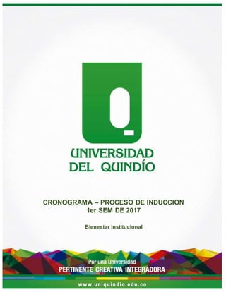 CRONOGRAMA – PROCESO DE INDUCCION
1er SEM DE 2017
Bienestar Institucional
 