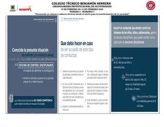 COLEGIO TÉCNICO BENJAMÍN HERRERA
CRONOGRAMA INSTITUCIONAL DE ACTIVIDADES
10 DE FEBRERO AL 14 DE FEBRERO 2020
SEMANA 4 - HORARIO 2
“Formación en valores y saberes técnicos desde el afecto para la transformación de la sociedad”
 