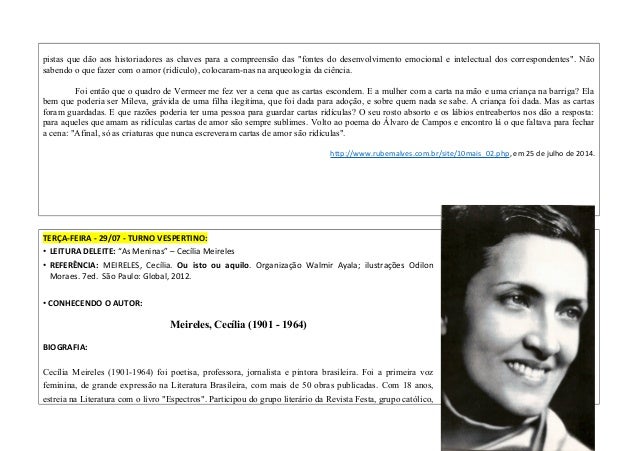 Cronograma, biografias e referências das leituras deleite