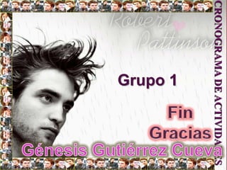 Grupo 1La carátulaLa carátula o portada es la página que encabeza la formalidad de un trabajo o documento de investigación.CRONOGRAMA DE ACTIVIDADES