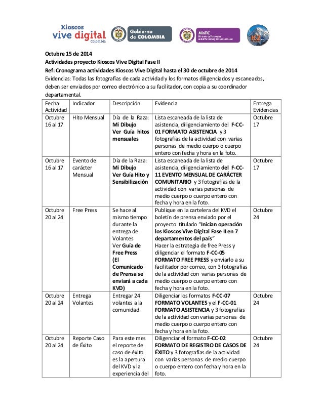 formato cronograma de actividades mensual