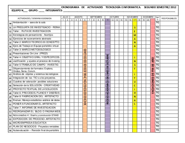 formato excel cronograma de actividades