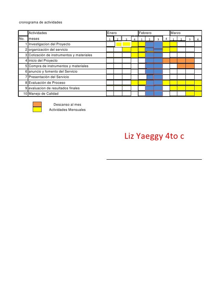 cronograma de actividades actividades