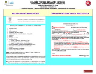 COLEGIO TÉCNICO BENJAMÍN HERRERA
CRONOGRAMA INSTITUCIONAL DE ACTIVIDADES
20 AL 23 DE AGOSTO DE 2019
SEMANA 28 - HORARIO 2
“Formación en valores y saberes técnicos desde el afecto para la transformación de la sociedad”
9
PLAN DE SALIDA PEDAGÓGICA MODELO CIRCULAR SALIDA PEDAGÓGICA
 