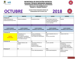 SECRETARIA DE EDUCACIÓN DISTRITAL
COLEGIO TÉCNICO BENJAMÍN HERRERA
CRONOGRAMA INSTITUCIONAL DE ACTIVIDADES
DEL 22 AL 27 DE...