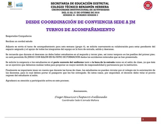 SECRETARIA DE EDUCACIÓN DISTRITAL
COLEGIO TÉCNICO BENJAMÍN HERRERA
CRONOGRAMA INSTITUCIONAL DE ACTIVIDADES
DEL 22 AL 27 DE...