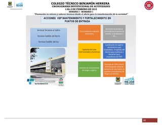 COLEGIO TÉCNICO BENJAMÍN HERRERA
CRONOGRAMA INSTITUCIONAL DE ACTIVIDADES
4 AL 8 DE FEBRERO DE 2019
SEMANA 3 - HORARIO 1
“Formación en valores y saberes técnicos desde el afecto para la transformación de la sociedad”
20
 