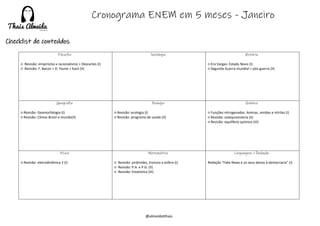 Cronograma Completo de Estudos para o ENEM em 5 Meses | PDF