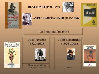 La narrativa dels anys seixanta  EL REALISME HISTÒRIC MANUEL DE PEDROLO (1918-1990) Totes les bèsties de càrrega  (1967) El mecanoscrit del segon origen  (1974) (la novel·la en català més publicada)  Experimentació de tècniques i gèneres narratius.  JOSEP M. ESPINÀS (1927) Destaca com a novel·lista i periodista. Un dels fundadors de la Nova Cançó. MARIA AURÈLIA CAPMANY (1918-1991) Va conrear la novel·la, l’assaig i el teatre. Un lloc entre els morts  (1967) 