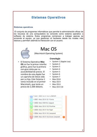 Cronología de los sistemas operativos de Mac OSX, Microsoft y Linux