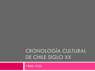 CRONOLOGÍA CULTURAL DE CHILE SIGLO XX 1900-1925 