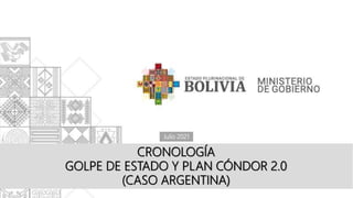 1
Julio 2021
CRONOLOGÍA
GOLPE DE ESTADO Y PLAN CÓNDOR 2.0
(CASO ARGENTINA)
 