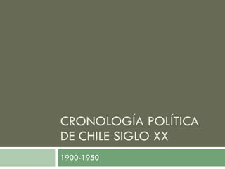 CRONOLOGÍA POLÍTICA DE CHILE SIGLO XX 1900-1950 