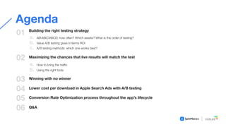 Conversion optimization with A/B testing throughout app lifecycle