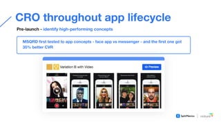 Conversion optimization with A/B testing throughout app lifecycle
