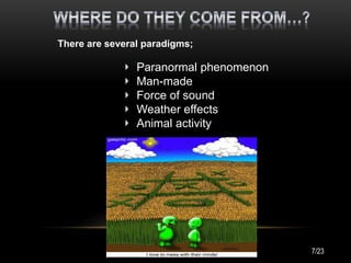 There are several paradigms;
Paranormal phenomenon
Man-made
Force of sound
Weather effects
Animal activity
7/23
 